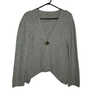 Per Una Cardigan Womens L Gray Lagenlook Snap Closure Sharkbite Hem Boho Cozy